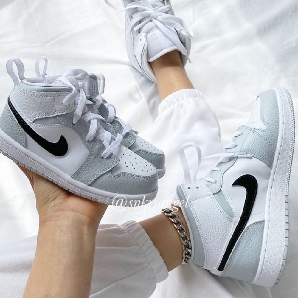 Nike Air Jordan 1 Mid in White and Gray